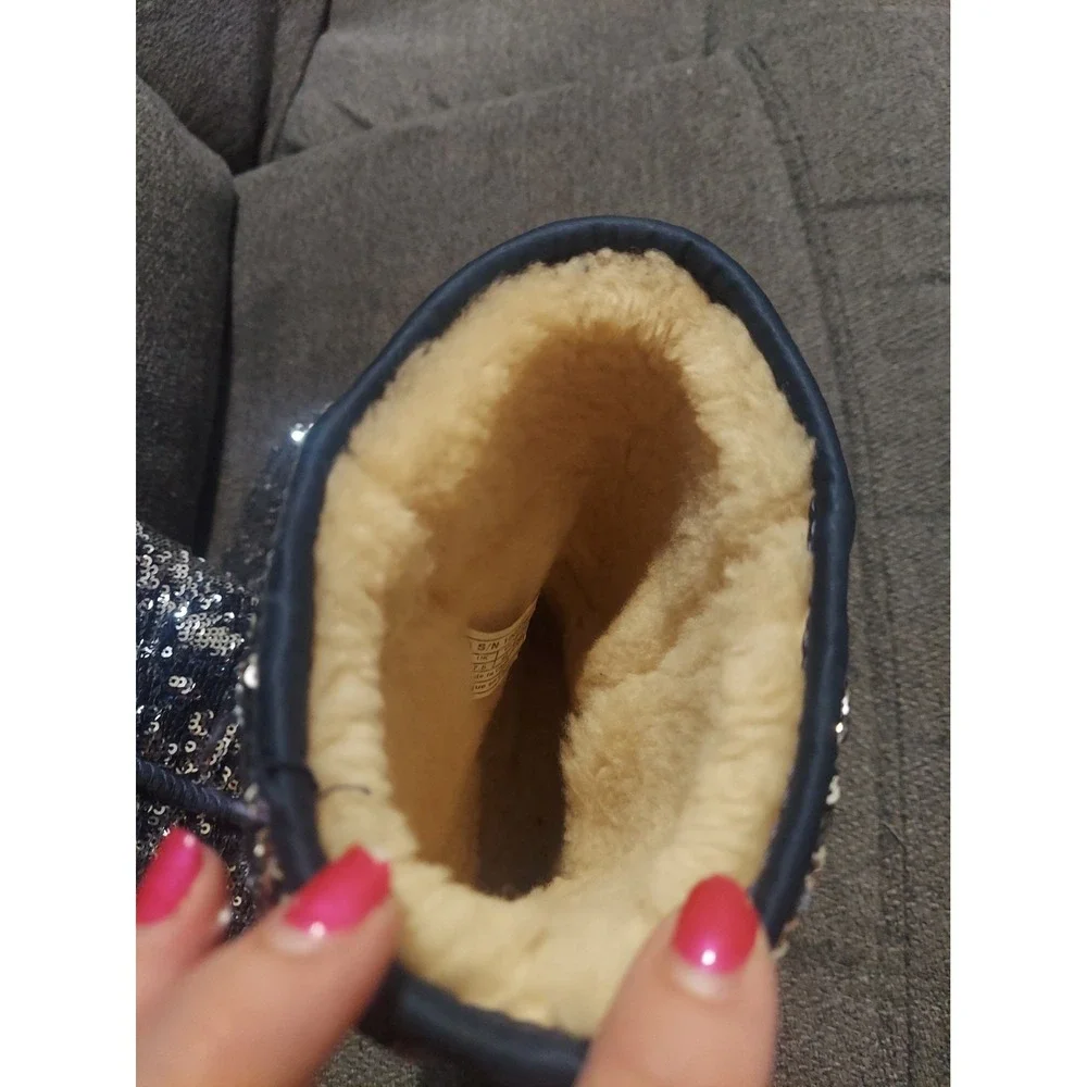 Ugg Blue Sequin Wintet Boots Size 9 Y2K ***read Description*** Sheepskin Fur